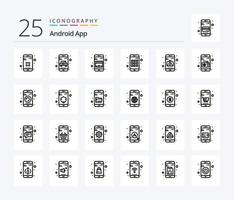 Android App 25 Line icon pack including mobile. application. buy. smartphone. app vector