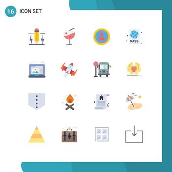 Flat Color Pack of 16 Universal Symbols of draw summer interface pool diving instructor Editable Pack of Creative Vector Design Elements