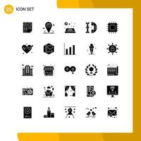 User Interface Pack of 25 Basic Solid Glyphs of plan international place global traffic Editable Vector Design Elements