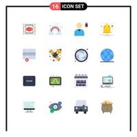 paquete de color plano de interfaz de usuario de 16 de signos y símbolos modernos de dispositivos cancelar notificación de alarma de edición paquete editable de elementos creativos de diseño de vectores