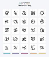 Creative Food 25 OutLine icon pack  Such As food. vegetable. mocha. onion. plans vector