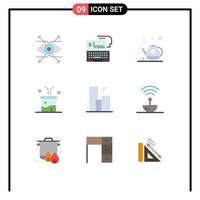 Set of 9 Modern UI Icons Symbols Signs for city funnel online data filtering big data and science concept Editable Vector Design Elements