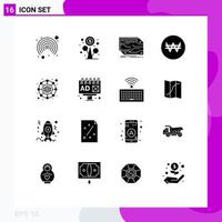 16 Creative Icons Modern Signs and Symbols of network connection component money won Editable Vector Design Elements