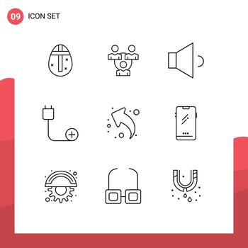 Stock Vector Icon Pack of 9 Line Signs and Symbols for share hardware sound devices computers Editable Vector Design Elements