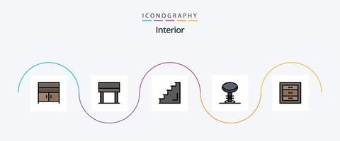 paquete de iconos de 5 planos llenos de línea interior que incluye gabinetes. heces. interior. interior. bar vector