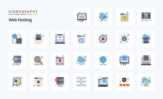 25 Web Hosting Flat color icon pack vector