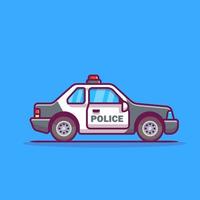 Police Car Cartoon Vector Icon Illustration. Car Transportation Icon Concept Isolated Premium Vector. Flat Cartoon Style