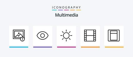 paquete de iconos de línea multimedia 5 que incluye . control. indicador. diseño de iconos creativos vector