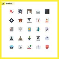 Set of 25 Modern UI Icons Symbols Signs for application grid desk open mail Editable Vector Design Elements