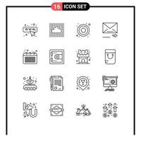 Universal Icon Symbols Group of 16 Modern Outlines of event business hardware next forward Editable Vector Design Elements