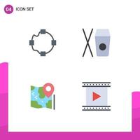 Set of 4 Modern UI Icons Symbols Signs for path google box map camera Editable Vector Design Elements