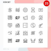 paquete de 25 líneas modernas, signos y símbolos para medios de impresión web, como el diseño de cintas de desarrollo de impresión, elementos de diseño de vectores editables por el usuario