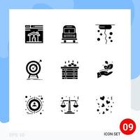 Universal Icon Symbols Group of 9 Modern Solid Glyphs of box spa thanks target market Editable Vector Design Elements