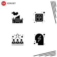 Modern Set of 4 Solid Glyphs and symbols such as factory employee pollution public management Editable Vector Design Elements