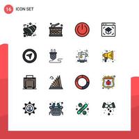 Mobile Interface Flat Color Filled Line Set of 16 Pictograms of cursor online off learning education Editable Creative Vector Design Elements