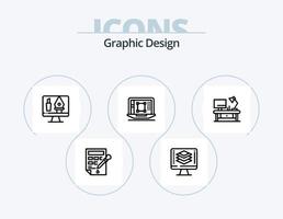 Graphic Design Line Icon Pack 5 Icon Design. computer. presentation. increase. layout. computer vector