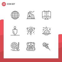 9 Creative Icons Modern Signs and Symbols of pork tools engine rake equipment Editable Vector Design Elements