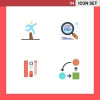 Editable Vector Line Pack of 4 Simple Flat Icons of athlete pen running optimization scale Editable Vector Design Elements