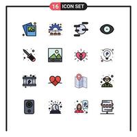 16 User Interface Flat Color Filled Line Pack of modern Signs and Symbols of gallery screw driver space repair human Editable Creative Vector Design Elements