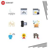 Flat Color Pack of 9 Universal Symbols of ancient camera roll spa web sexy beauty Editable Vector Design Elements