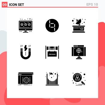 9 Universal Solid Glyphs Set for Web and Mobile Applications real snap media magnet design Editable Vector Design Elements