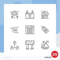 Universal Icon Symbols Group of 9 Modern Outlines of find next food forward cone Editable Vector Design Elements