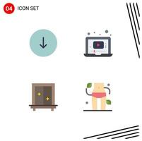 Modern Set of 4 Flat Icons and symbols such as arrow cupboard downloads player dressing Editable Vector Design Elements