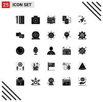 User Interface Pack of 25 Basic Solid Glyphs of web magic suitcase entertainment screen Editable Vector Design Elements