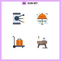 Modern Set of 4 Flat Icons Pictograph of connect baggage phone test tubes home Editable Vector Design Elements