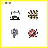 4 Creative Icons Modern Signs and Symbols of cart millet shop gluten industry Editable Vector Design Elements