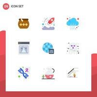 Pictogram Set of 9 Simple Flat Colors of world research startup lab weather Editable Vector Design Elements