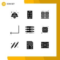 Set of 9 Modern UI Icons Symbols Signs for database structure music server back Editable Vector Design Elements