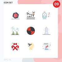 Group of 9 Modern Flat Colors Set for center leaf abilities growth recruitment Editable Vector Design Elements