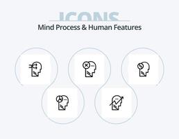 Mind Process And Human Features Line Icon Pack 5 Icon Design. head. svg . brain. thinking. mark vector