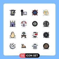 Universal Icon Symbols Group of 16 Modern Flat Color Filled Lines of measurement circle video camera balance love Editable Creative Vector Design Elements