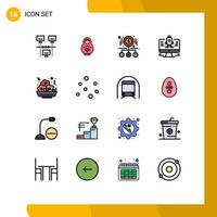 conjunto de 16 iconos de interfaz de usuario modernos signos de símbolos para la puesta en marcha de alimentos producto de cohetes de efectivo elementos de diseño de vectores creativos editables