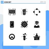 Set of 9 Modern UI Icons Symbols Signs for motivation samsung open huawei smart phone Editable Vector Design Elements