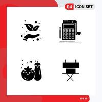 4 Thematic Vector Solid Glyphs and Editable Symbols of growth supermarket accounting calculation chair Editable Vector Design Elements