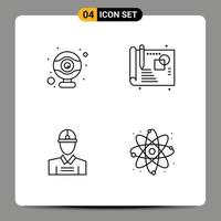 Set of 4 Commercial Filledline Flat Colors pack for computer work creative construction react Editable Vector Design Elements