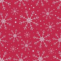 Falling snowflakes on red background. Seamless pattern. vector