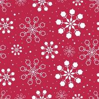 Falling snowflakes on red background. Seamless pattern. vector