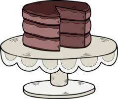 pastel de chocolate dibujado a mano en la ilustración del puesto de pasteles png