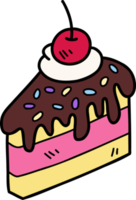 Hand Drawn sliced chocolate cake illustration png