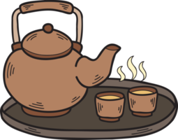 Hand Drawn teapot Chinese and Japanese food illustration png