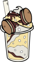 Hand Drawn Chocolate Frappe and Whipped Cream illustration png