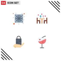 4 User Interface Flat Icon Pack of modern Signs and Symbols of computer ecommerce dinner love shop Editable Vector Design Elements