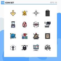 Modern Set of 16 Flat Color Filled Lines and symbols such as machine console arrow arcade electric Editable Creative Vector Design Elements