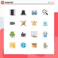 16 Thematic Vector Flat Colors and Editable Symbols of image ui print search magnifier Editable Pack of Creative Vector Design Elements