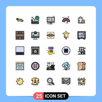 Pictogram Set of 25 Simple Filled line Flat Colors of color screen diet online money Editable Vector Design Elements