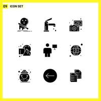 Set of 9 Modern UI Icons Symbols Signs for squares geometrical faucet cube photos Editable Vector Design Elements